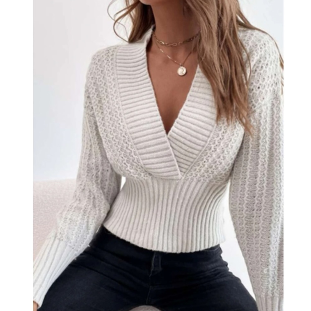 Cozy V neck wrap sweater - Picture 1 of 15